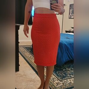 bebe Vibrant Red Textured Pencil Skirt